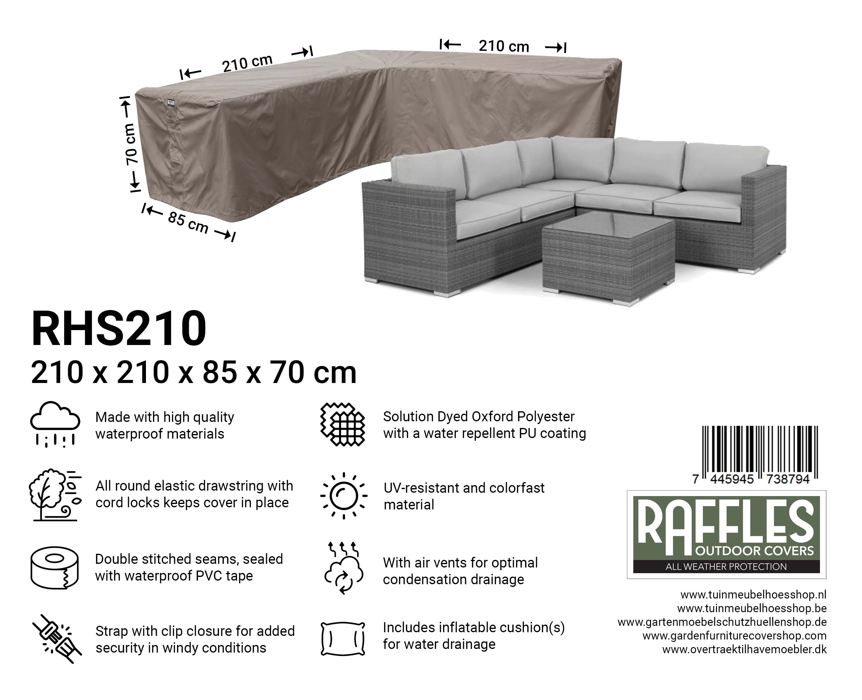RHS210_7445945738794i57iUk9fhX7HY RHS210 Hoekbank hoes 210 x 210 x 90 H: 70 cm