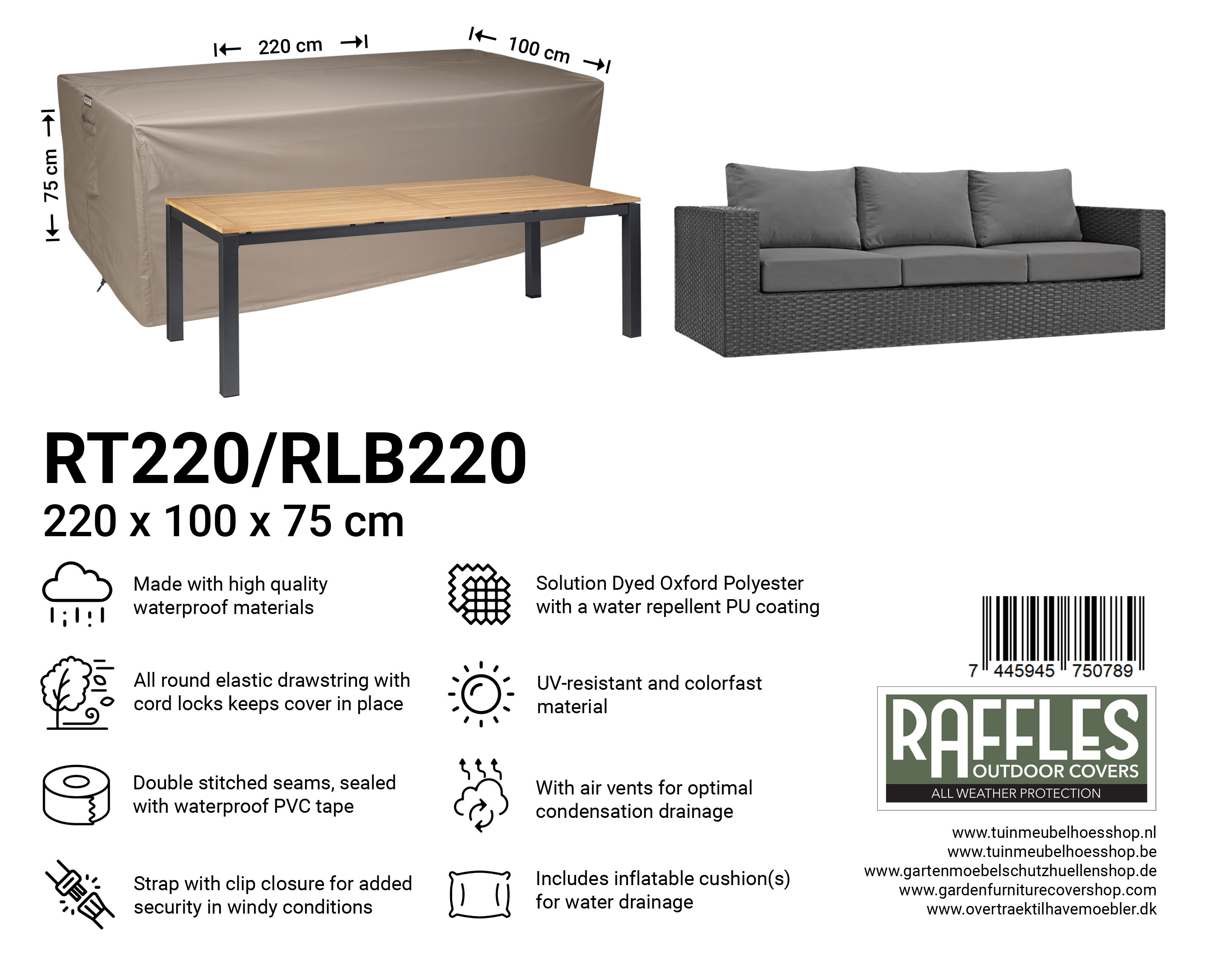 RT220-RLB220_7445945750789-7445945743705SZAC1tdG8uSRU Overtræk til loungesofa 220 x 100 H: 75 cm