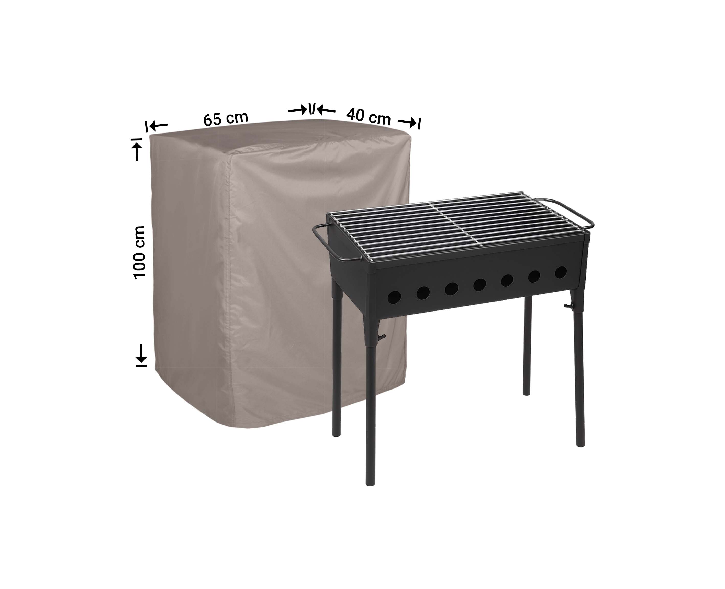 Overtræk 65 x 40 H: 100 cm til flad BBQ eller grill Overtræk 65 x 40 H: 100 cm til flad BBQ eller grill