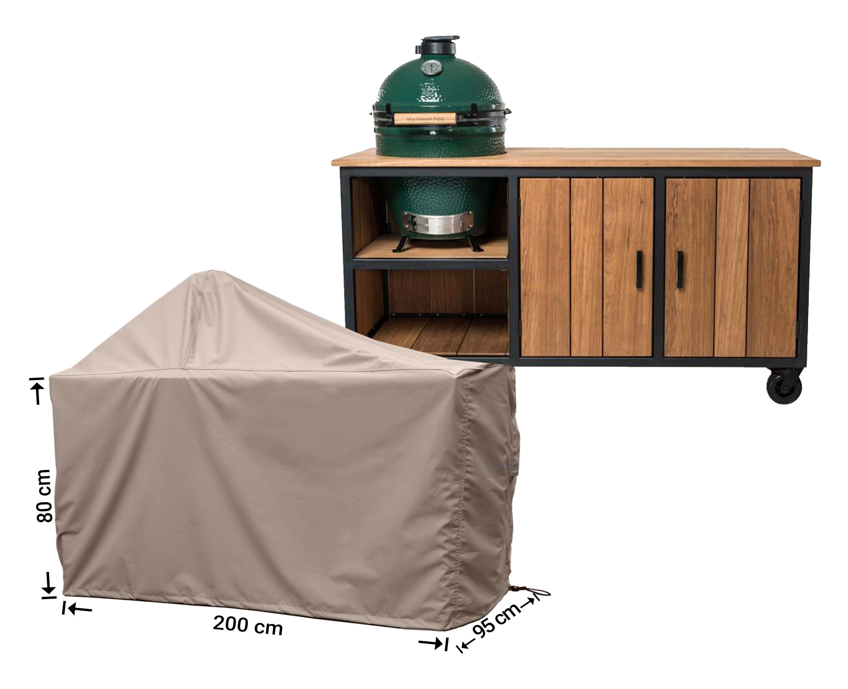 RBGE200_hoes-bbq Overtræk til Big Green Egg plus bord 220 x 90 H: 80 / 145 cm