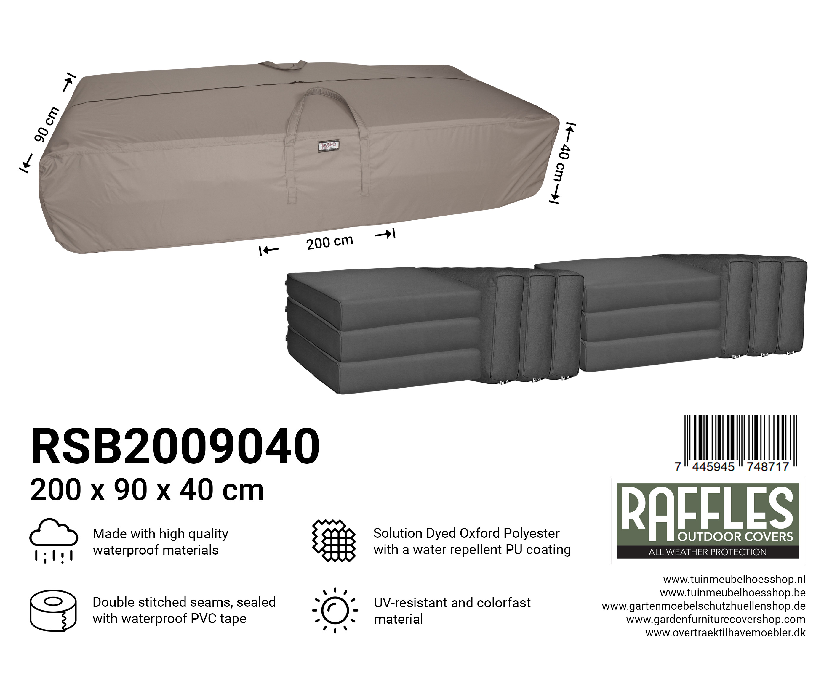 RSB2009040_-7445945748717 RSB2009040 opbergtas voor kussens 200 x 90 H: 40 cm