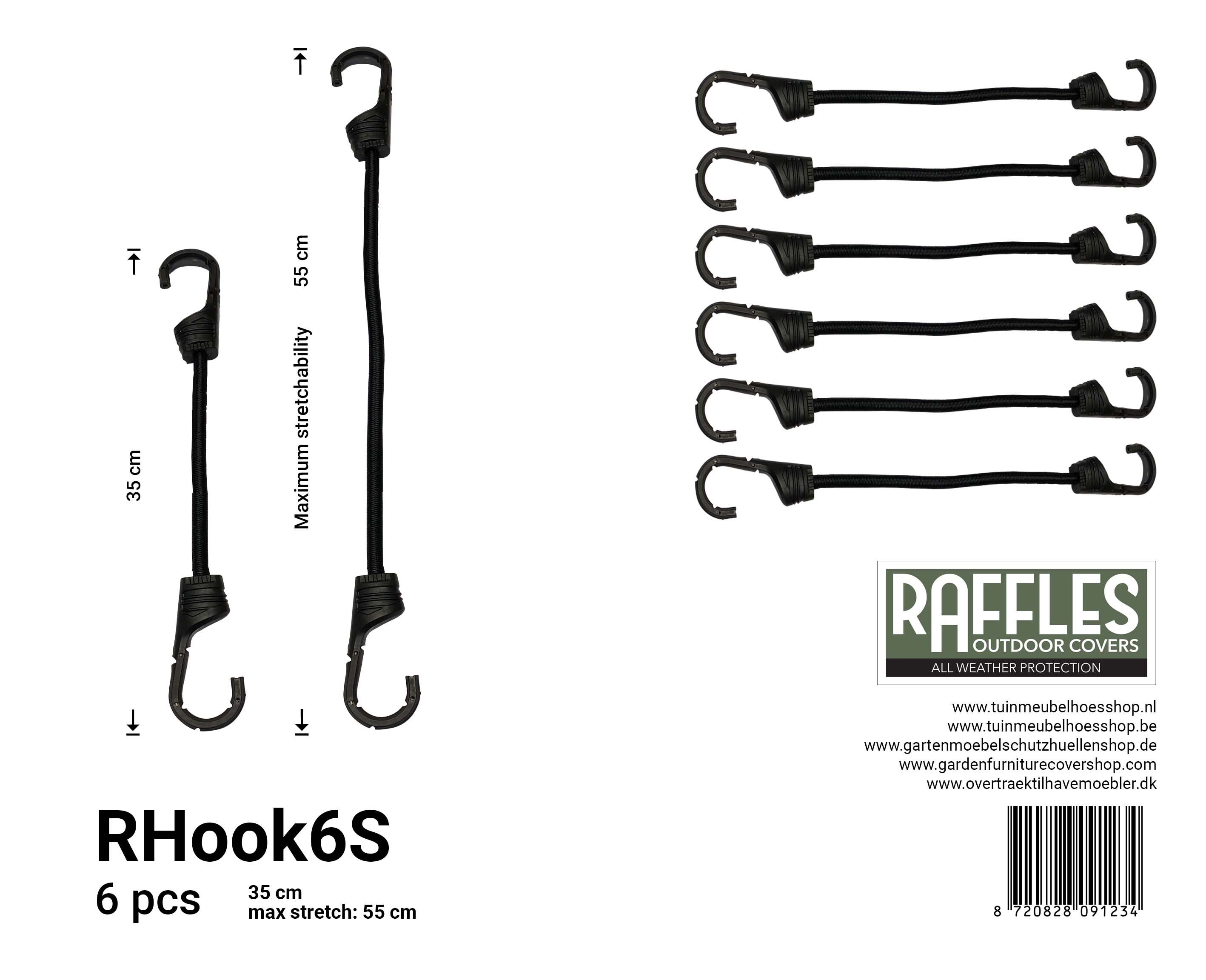 RHook6S_8720828091234 Spændings Elastik med kroge 35/55 cm