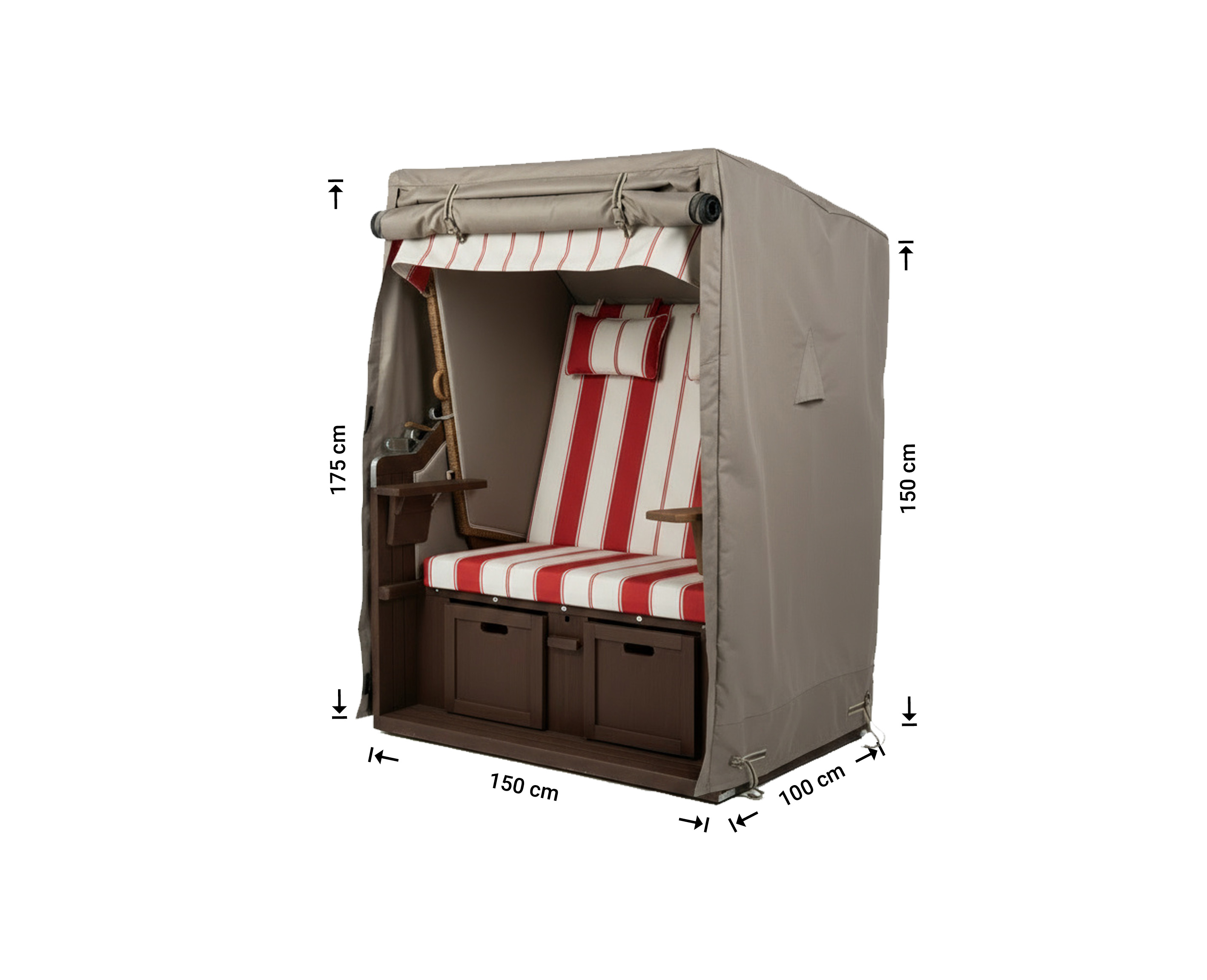 Overtræk til strandkurv 150 x 100 H: 175 / 150 cm