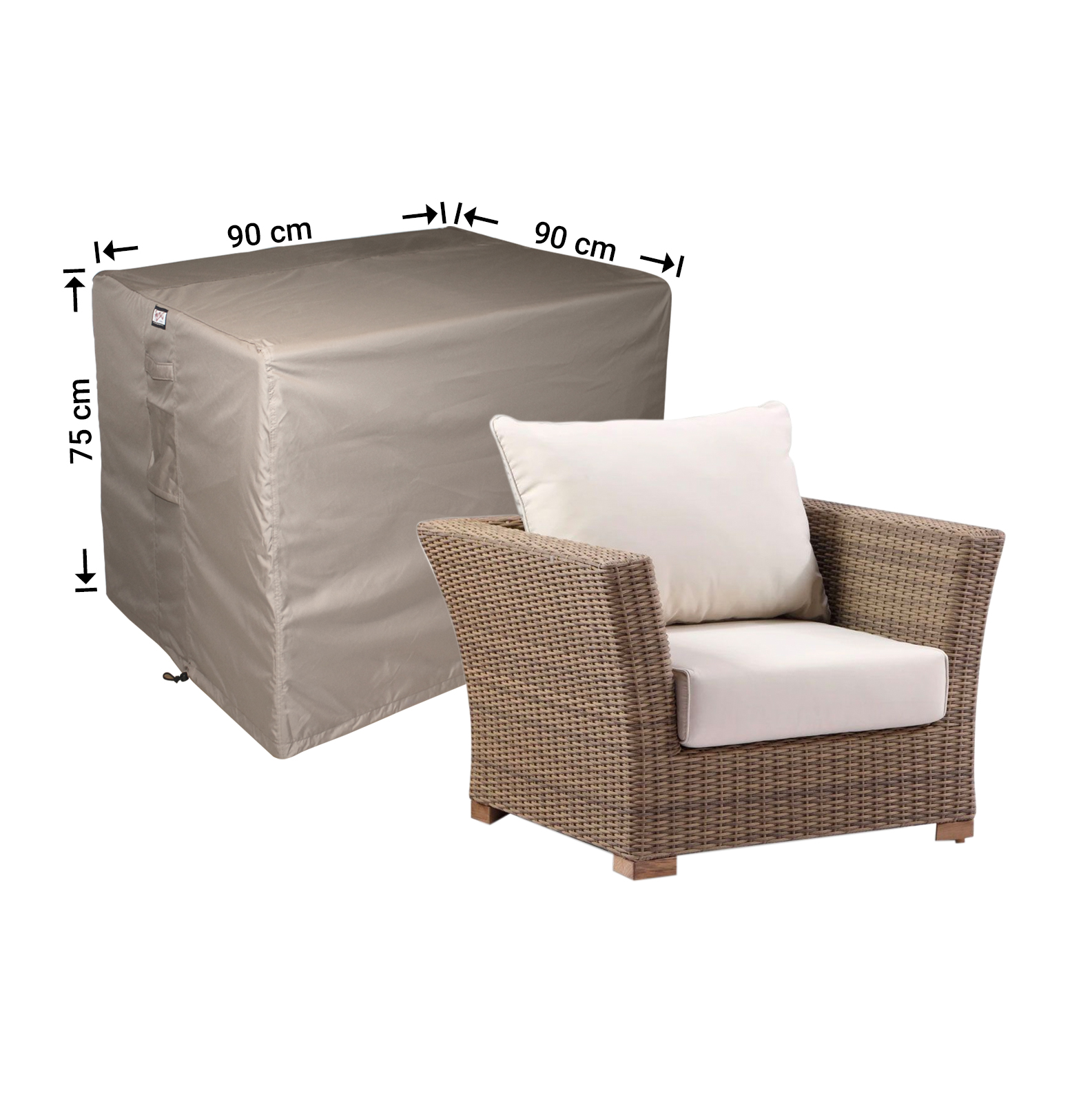 RLC90straight Lounge stoel hoes 90 x 90 H: 75 cm