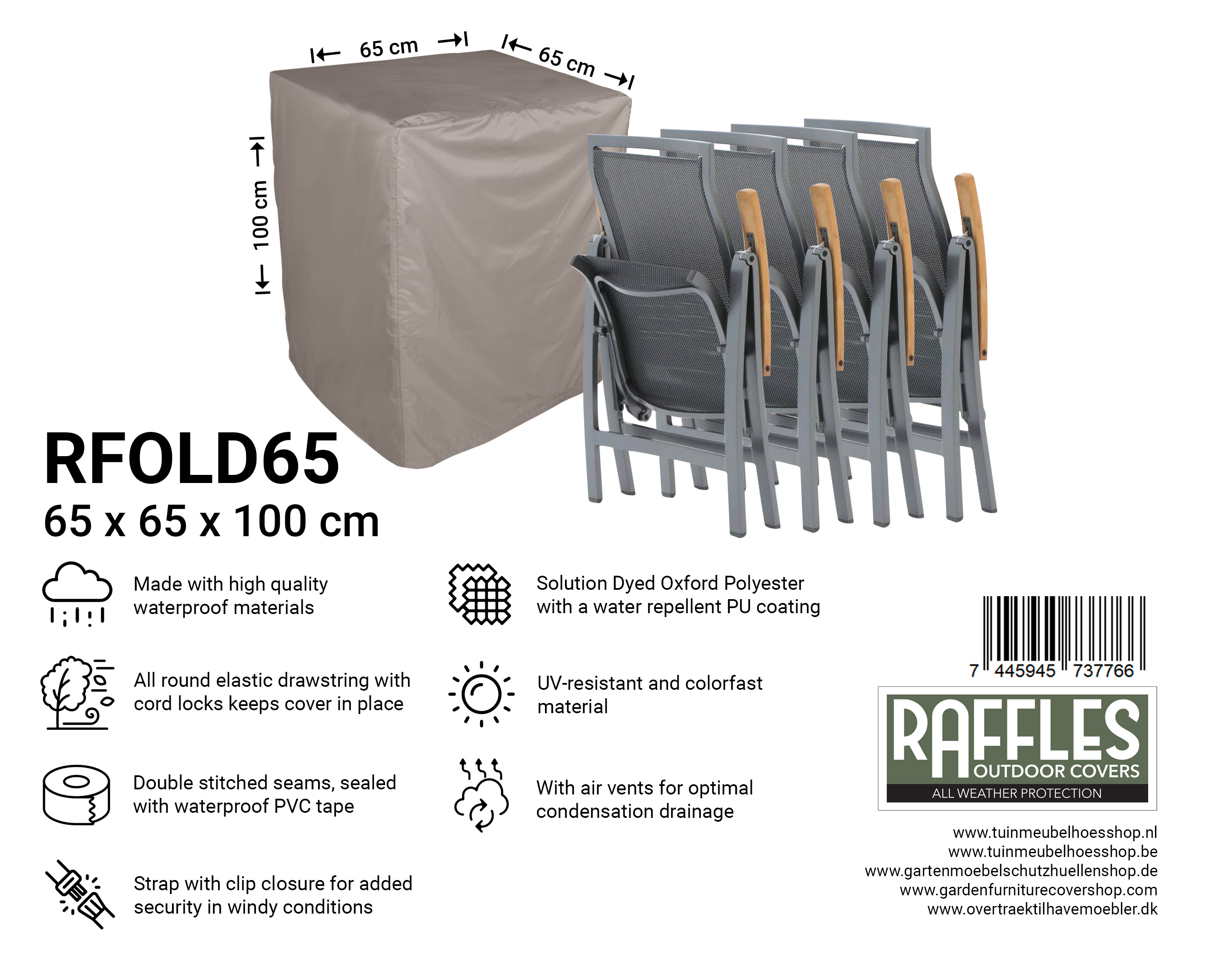 RFOLD65 hoes voor verstelbare of bbq hoes 65 x 65 H: 100 cm