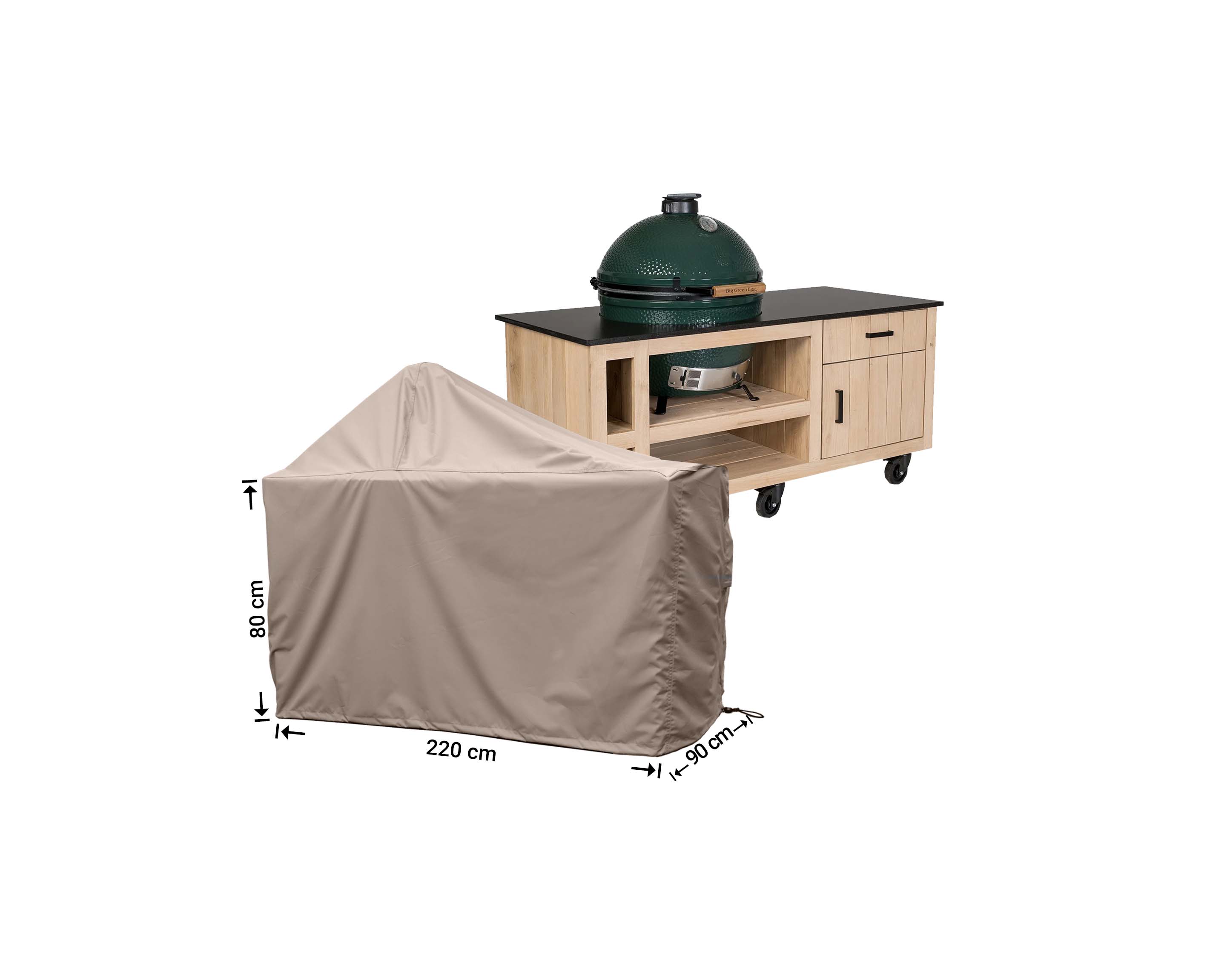 Overtræk til Big Green Egg plus bord 220 x 90 H: 80 / 145 cm Overtræk til Big Green Egg plus bord 220 x 90 H: 80 / 145 cm