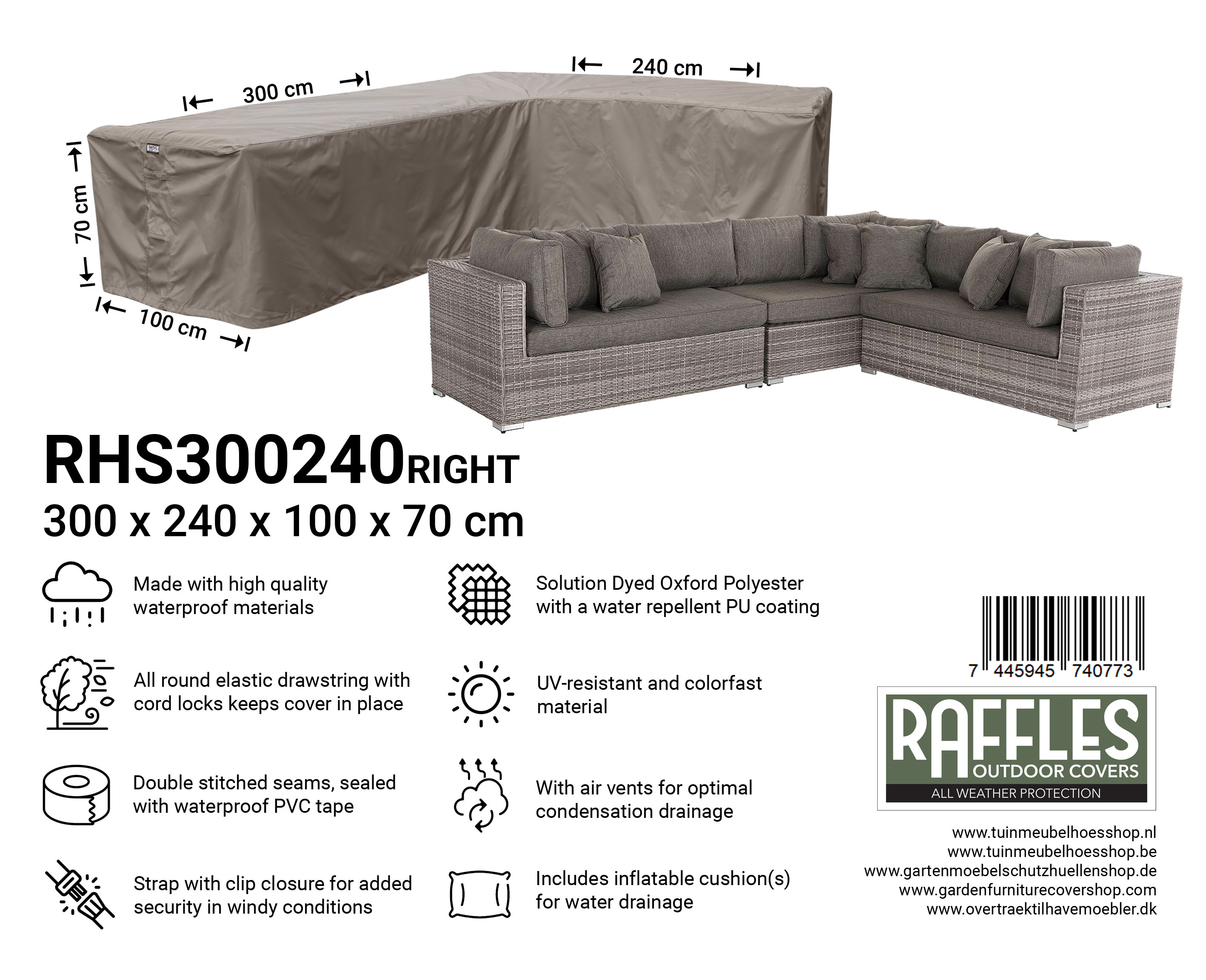 RHS300240right_7445945740773X91nhBFWxxWGD Store L formet loungesofa dække 300 x 240 x 100 H: 70 cm