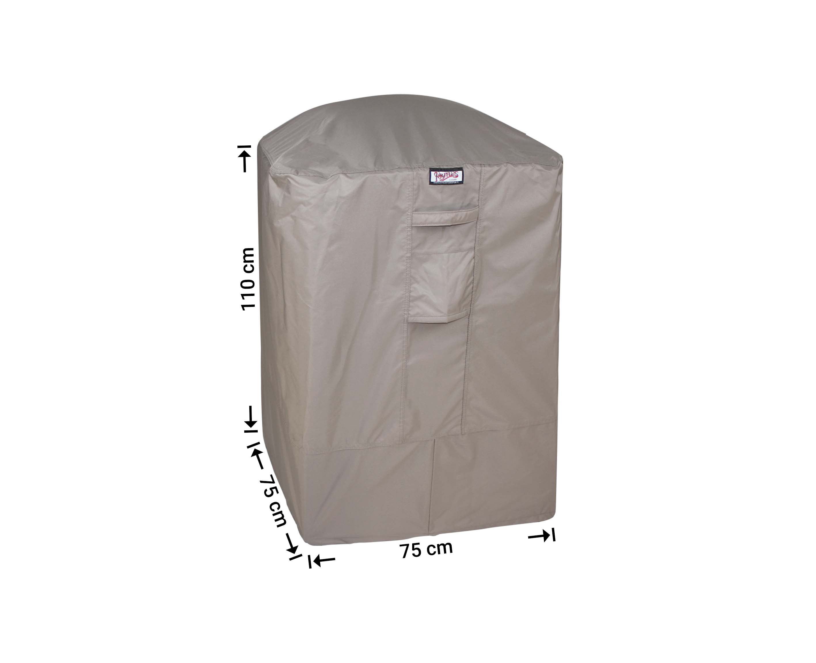 RBBQ7575_hoes-afmetingen Afdækning til firkantet grill 75 x 75 H: 110 cm