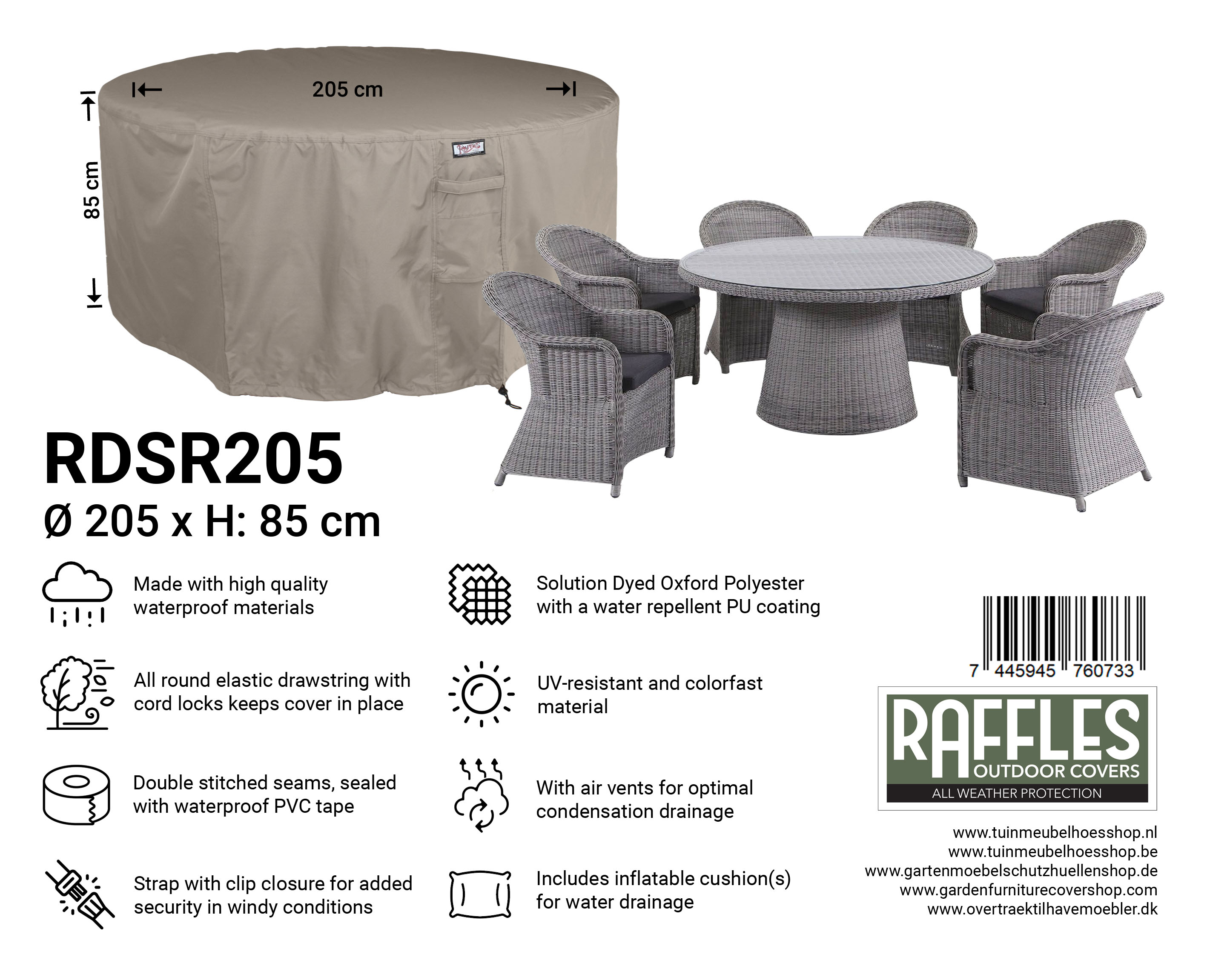 RDSR205_7445945760733PVTRsKIBMfoGB RDSR205 hoes ronde tuinset Ø 205 H: 85 cm