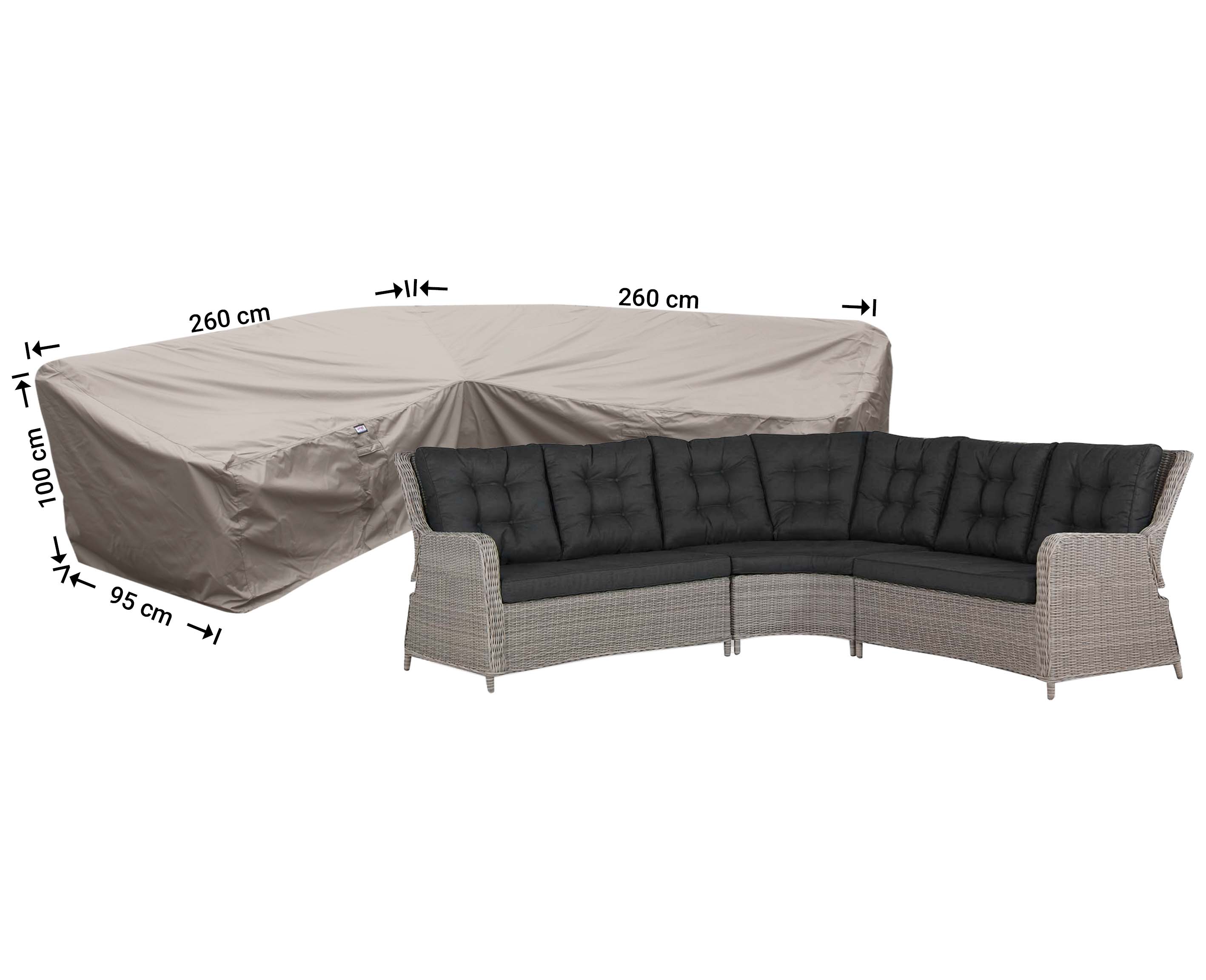 RDLHS260 Overtræk til høj L formet loungesæt 260 x 260 x 95 H: 100/65 cm