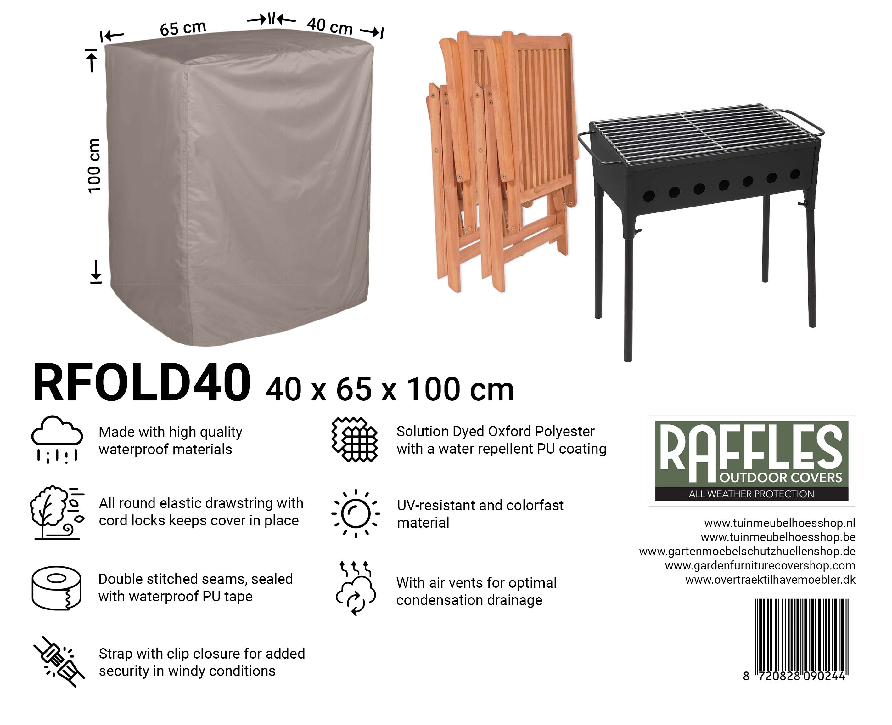 Overtræk 65 x 40 H: 100 cm til flad BBQ eller grill