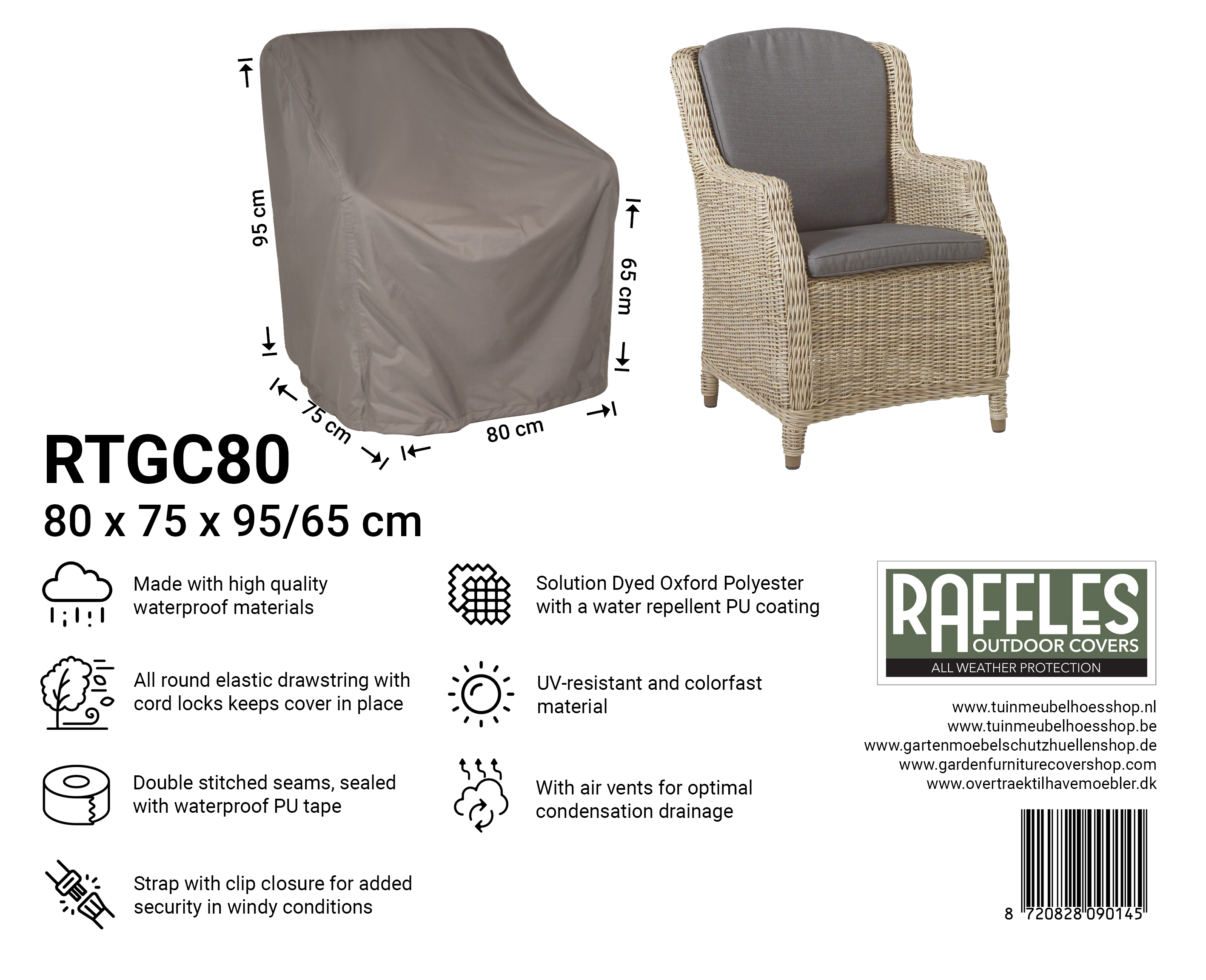 RTGC80_8720828090145-brighton Dække til havestol 80 x 75 H: 95/65 cm