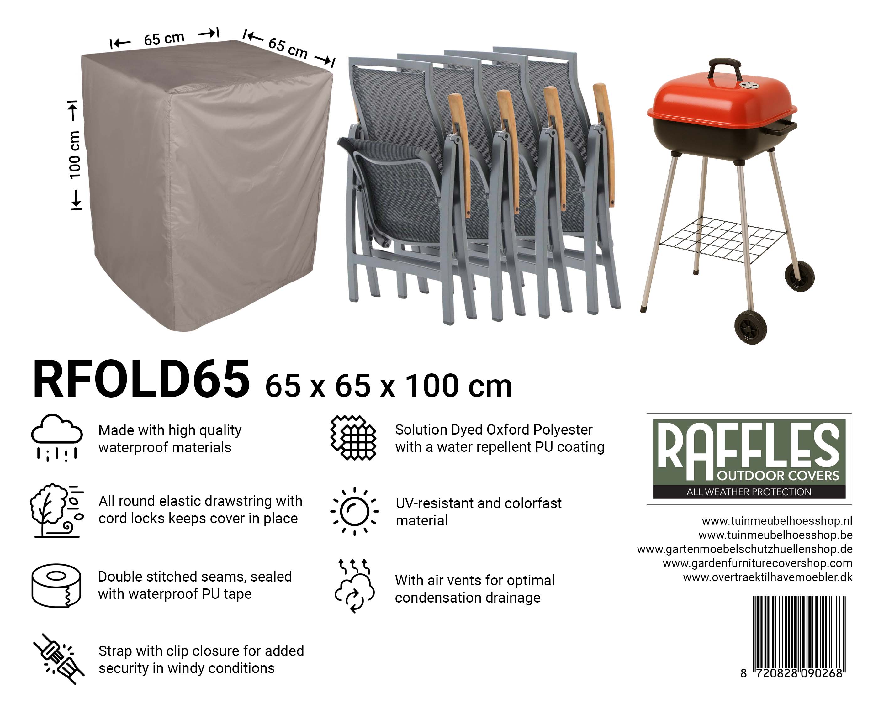Overtræk til grill 65 x 65 cm, 100 cm højt