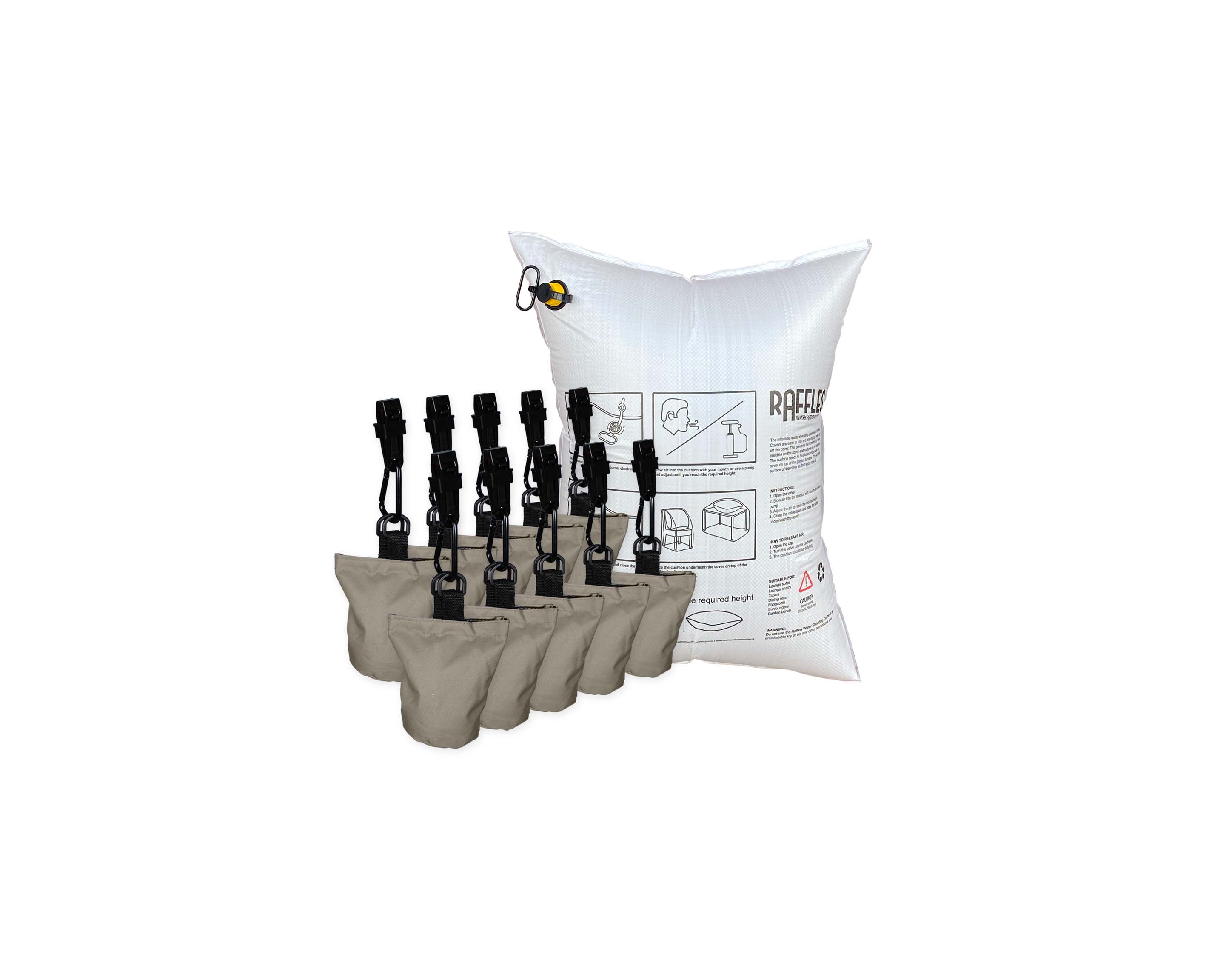 RSBAG10-RWSC8060-plain Vandafvisende pude 80 x 60 cm med 10 sandsække