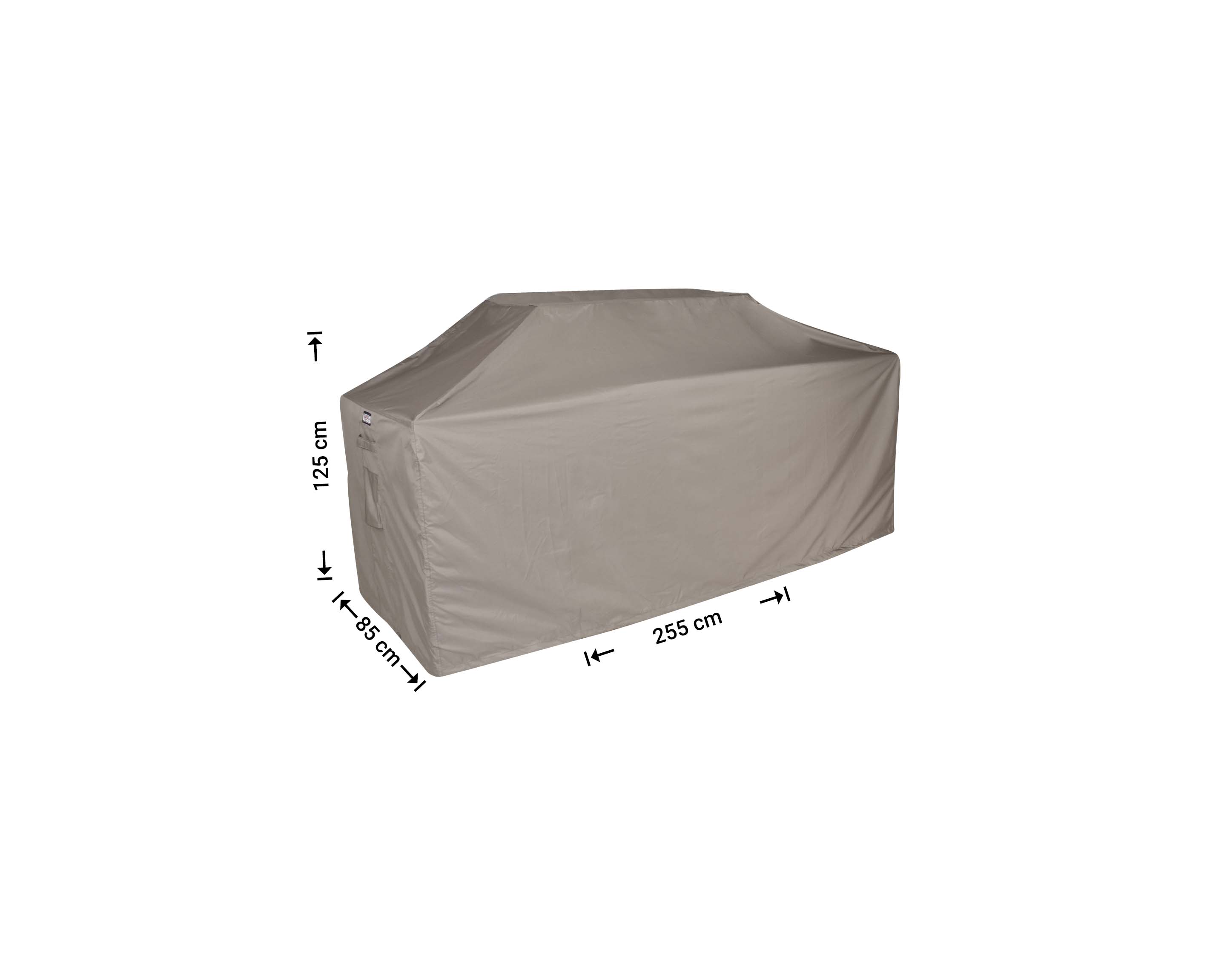 RBBQ255_hoes-afmeting Overtræk til store grill 255 x 85 H: 125/115 cm