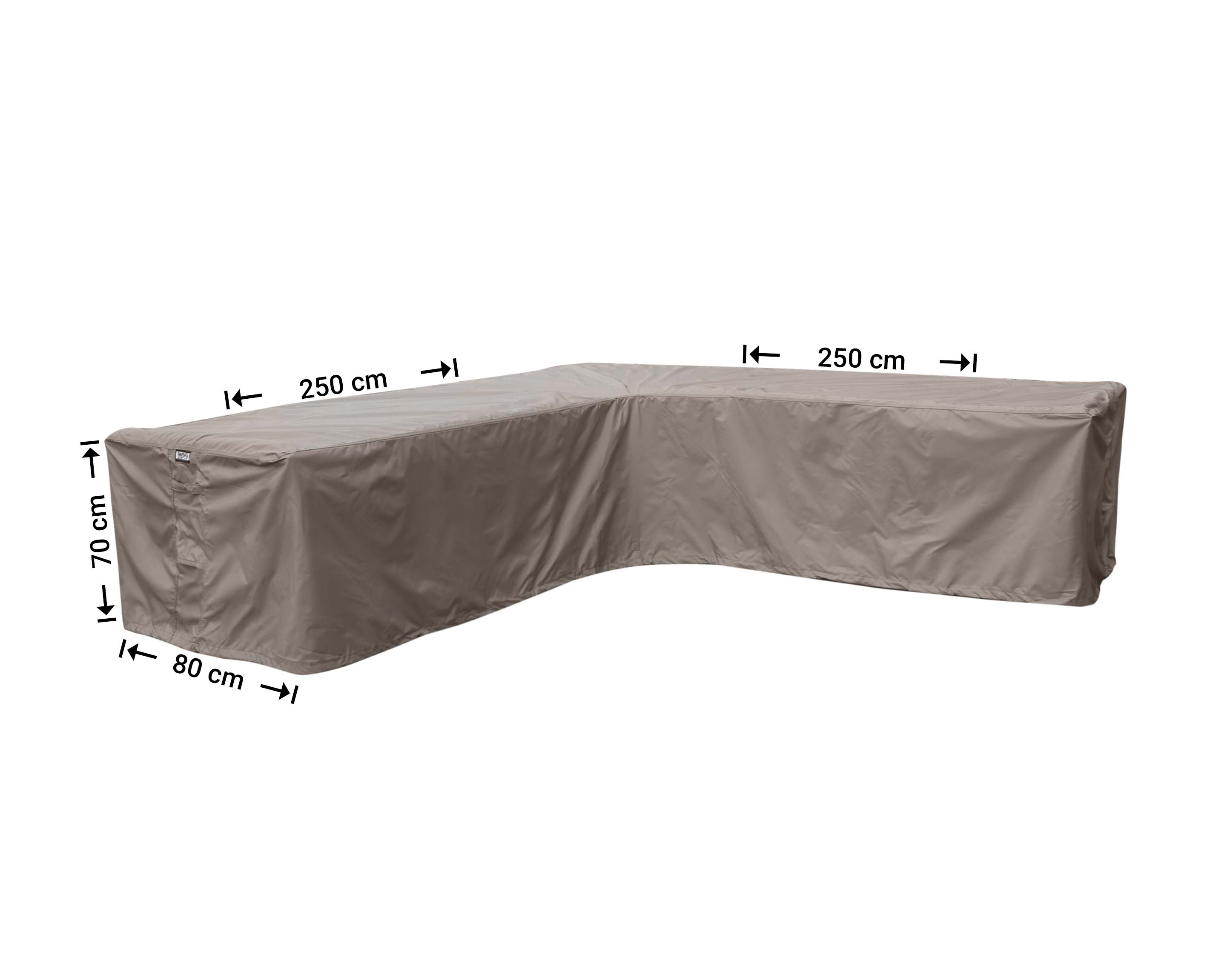 RHS250small_hoes-afmetingen Overtræk til L formet loungesæt 250 x 250 x 80 H: 70 cm