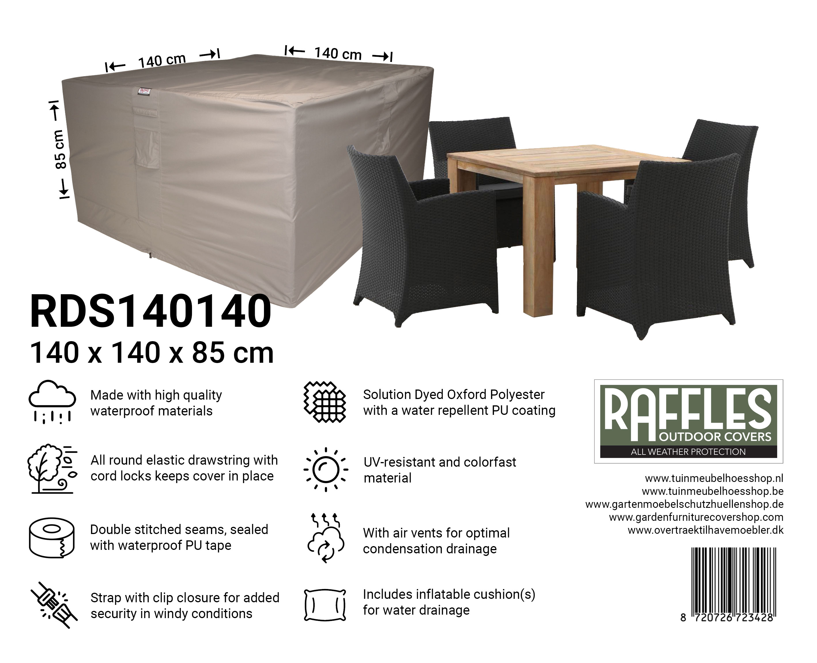 Møbelovertræktil lille havemøbler 140 x 140 H: 85 cm Møbelovertræktil lille havemøbler 140 x 140 H: 85 cm