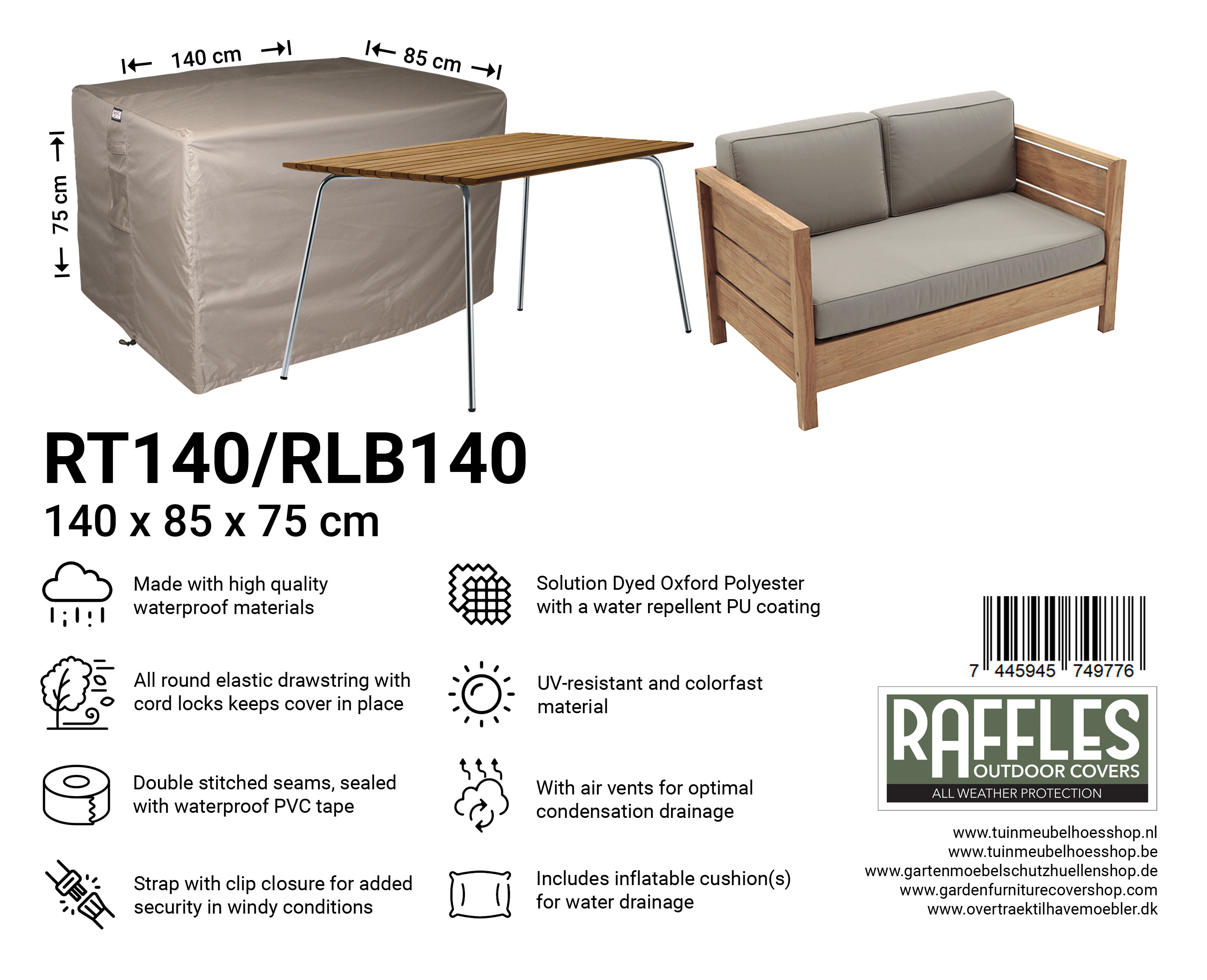 RT140-RLB140_7445945749776-7445945741787324pngmntRpUF Møbelovertræktil rektangulær havebord 140 x 85 H: 75 cm