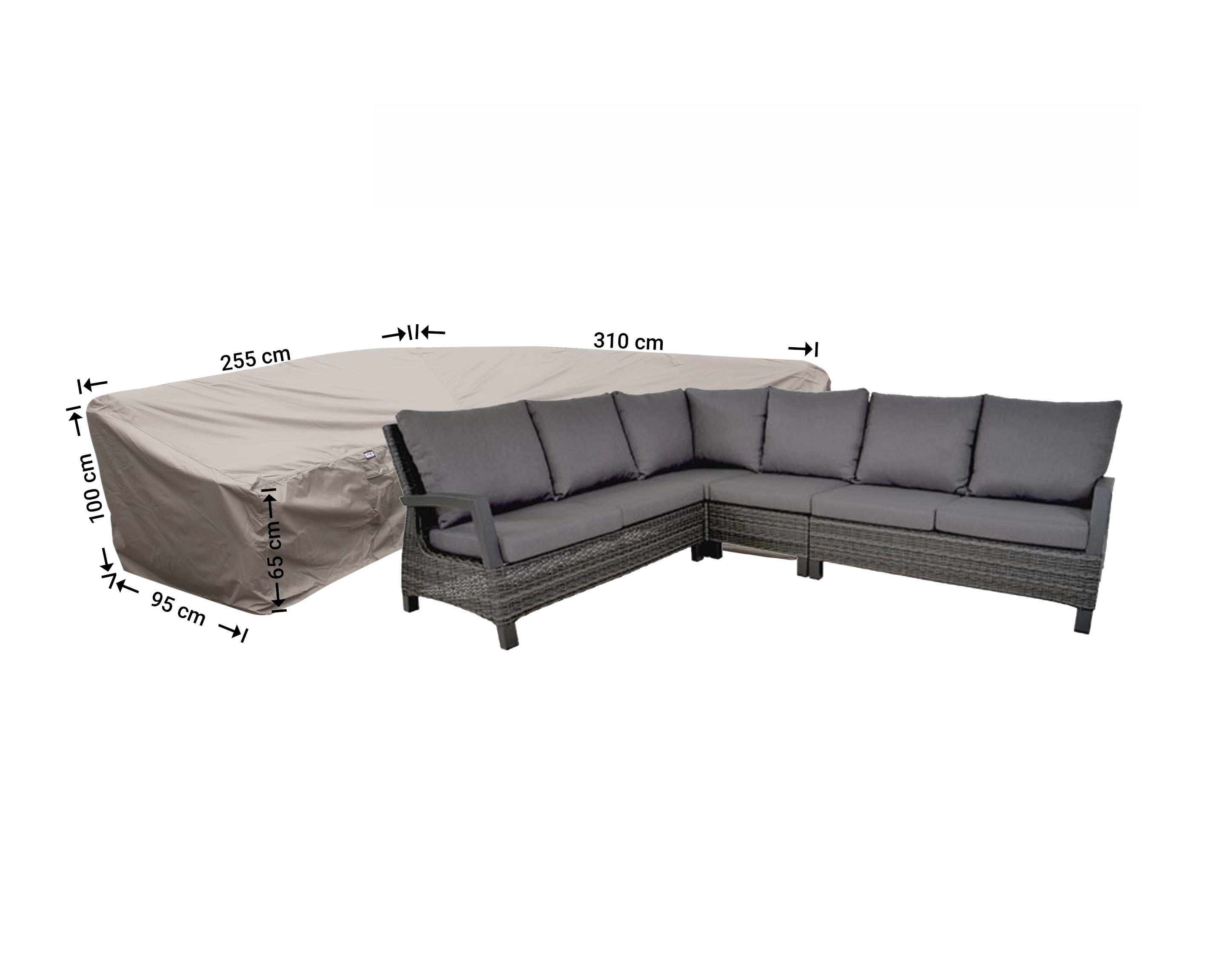 RDLHS310255left_hoes-bank Overtræk til høj L formet loungesofa 310 x 255 x 95 H: 100/65 cm