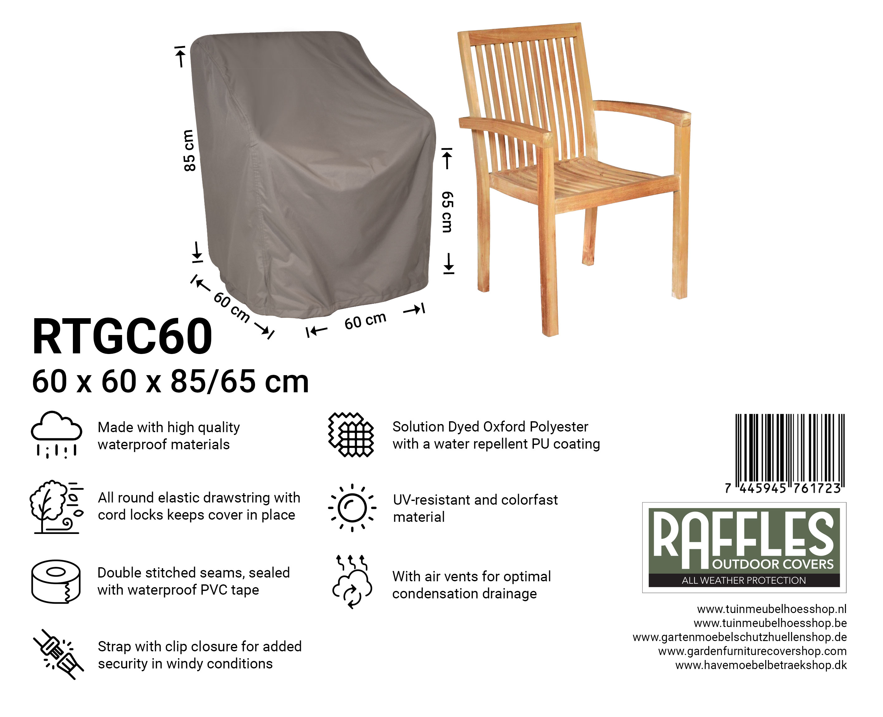 RTGC605JM1kf2akxAaO RTGC60 hoes tuinstoel 60 x 60 H: 85/65 cm