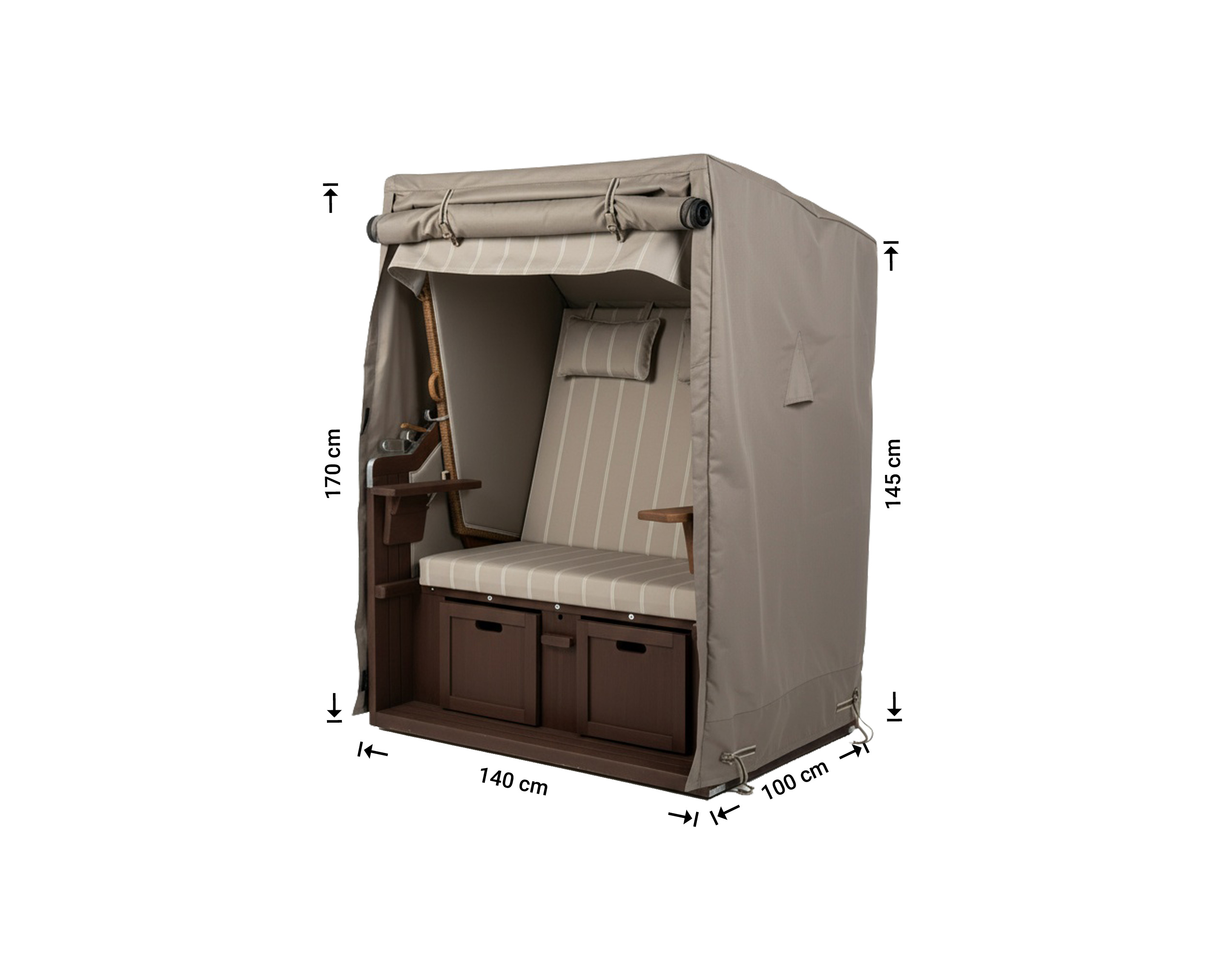 Overtræk til strandkurv 150 x 100 H: 175 / 150 cm