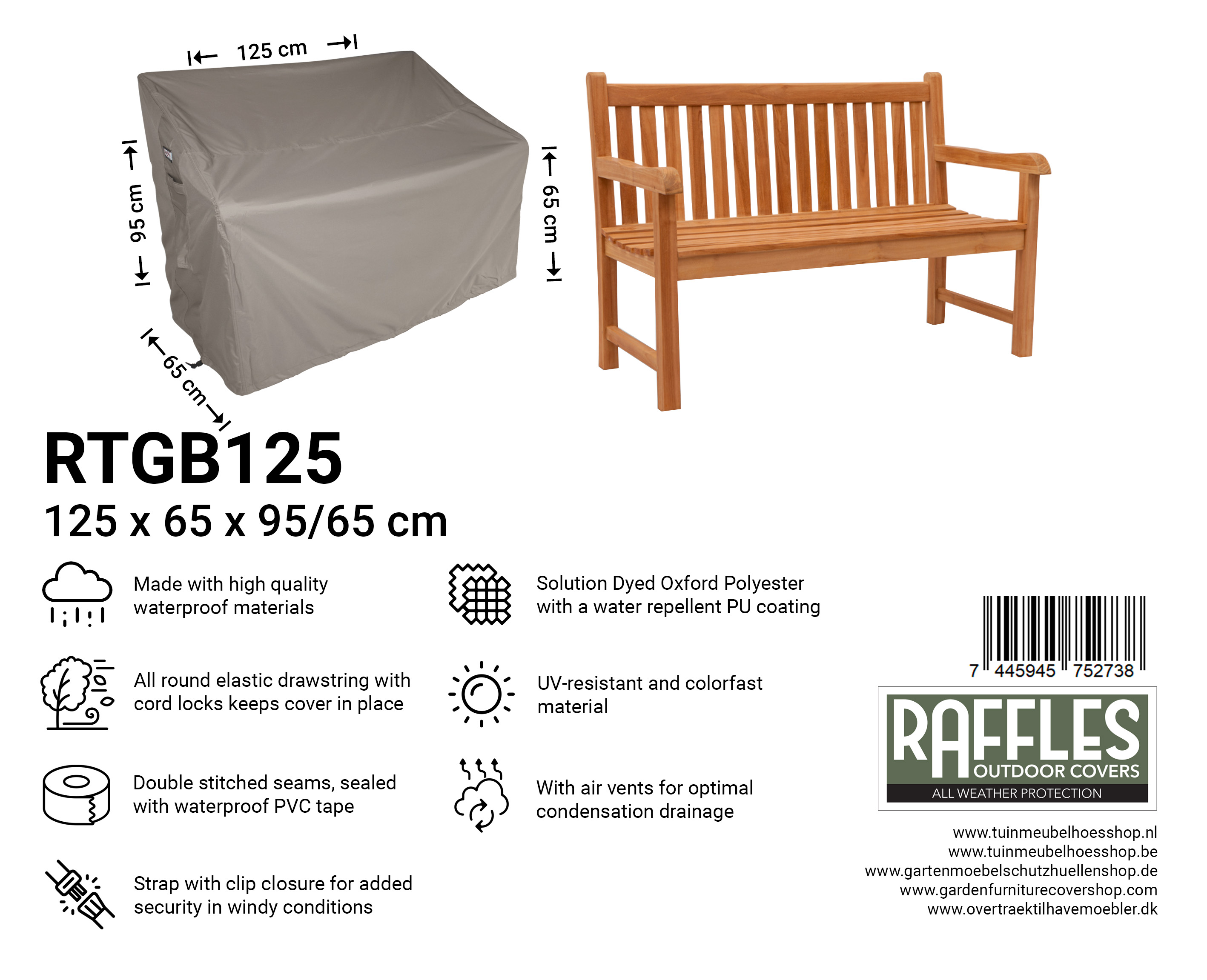 RTGB125_7445945752738 RTGB125 hoes tuinbank 125 x 65 H: 95/65 cm