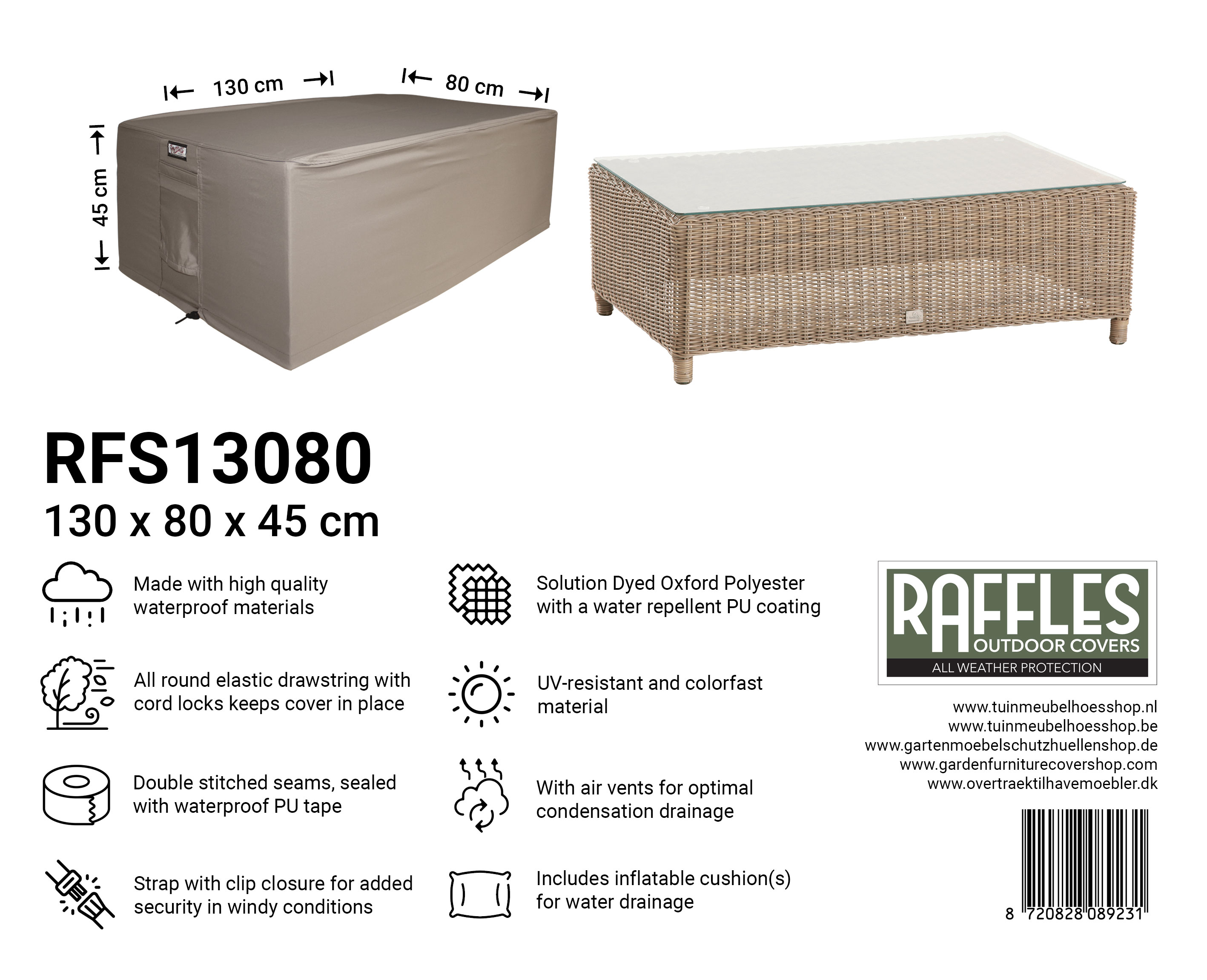 RFS13080_8720828089231 RFS13080 hoes voetstoel 130 x 80 H: 45 cm