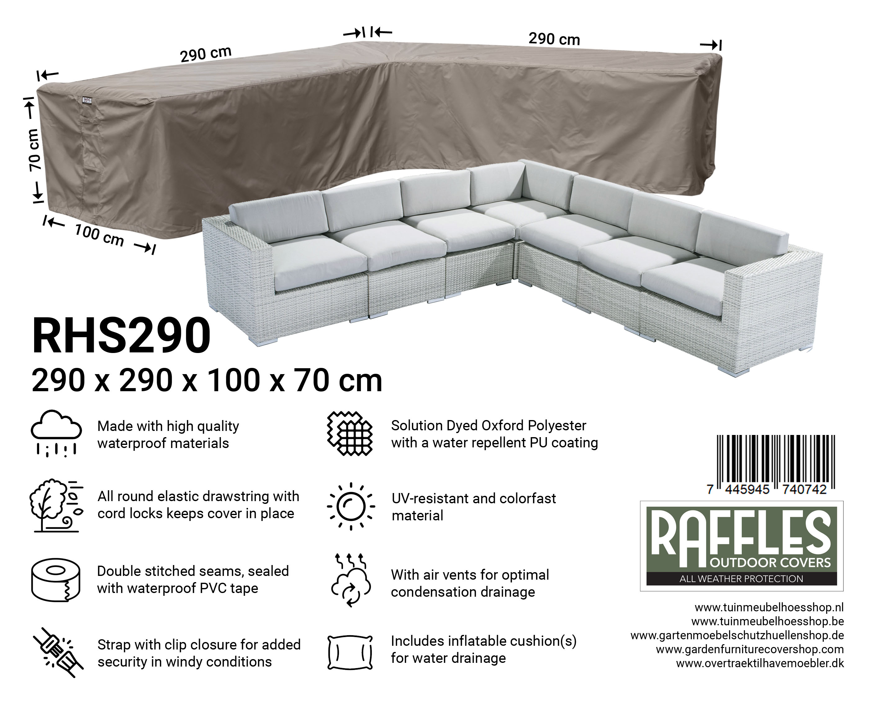 RHS290_7445945740742h17JHPCZr1a6E Møblerovertræk til L formet loungesæt 290 x 290 x 100 H: 70 cm