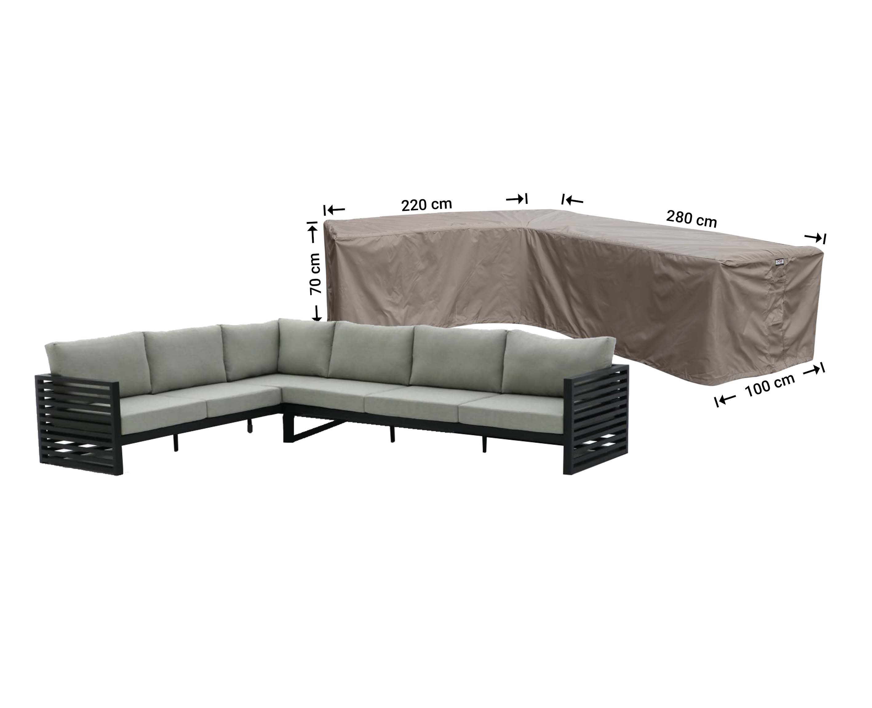 Corner sofa cover 280 x 220 x 100 H: 70 cm