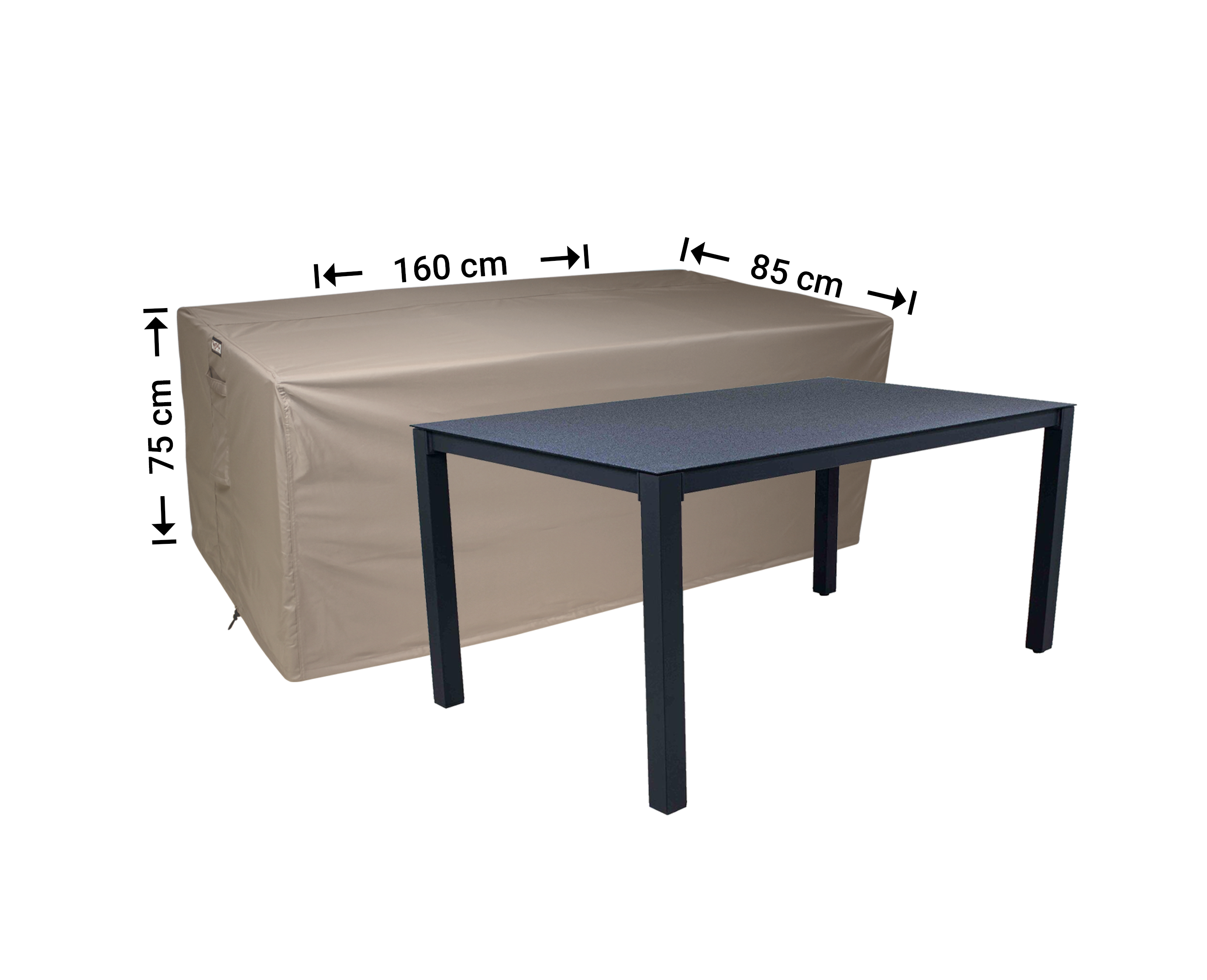 Overtræk til rektangulær havebord 160 x 85 H: 75 cm