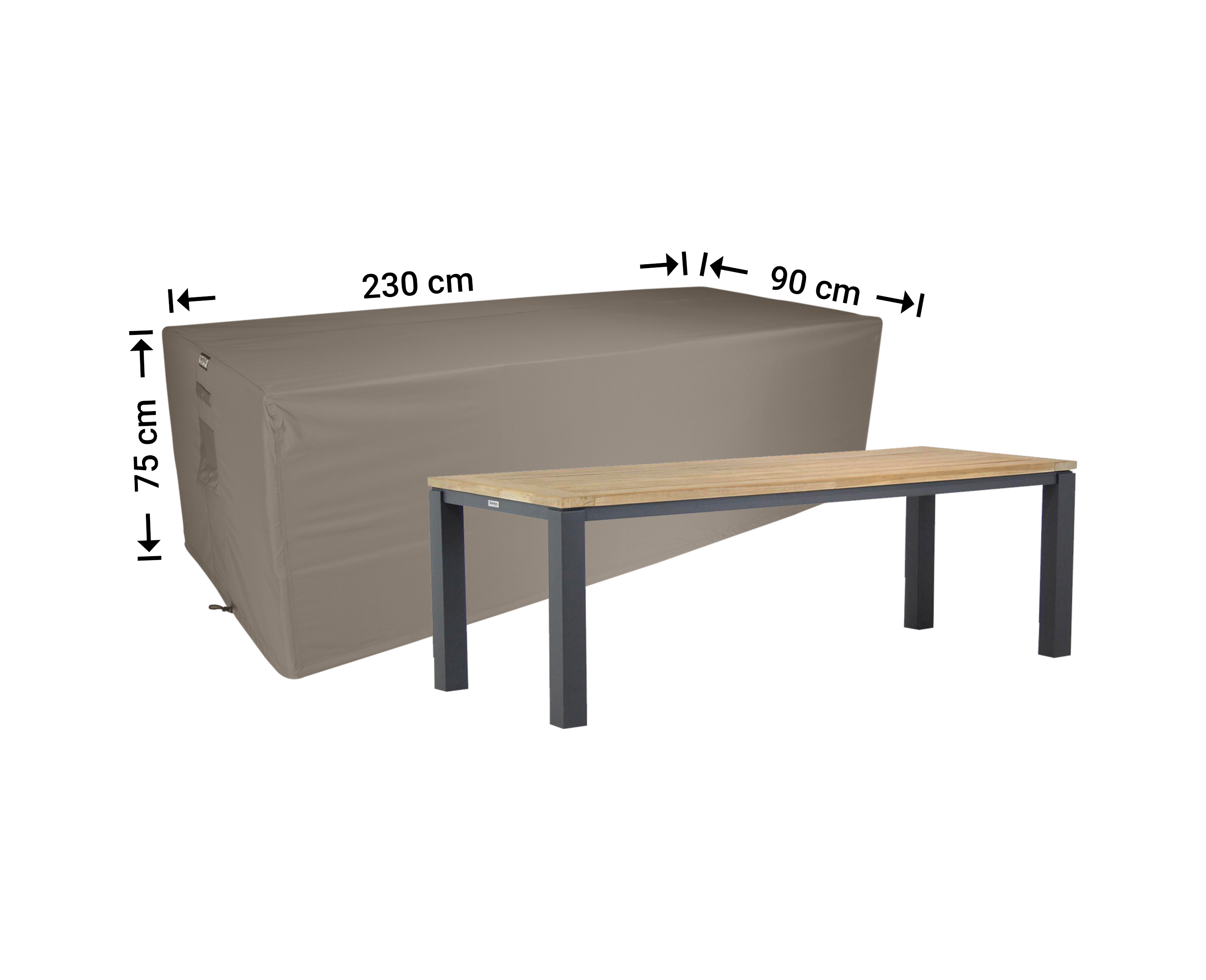 Møblerovertræk til rektangulær havebord 230 x 90 H: 75 cm Møblerovertræk til rektangulær havebord 230 x 90 H: 75 cm