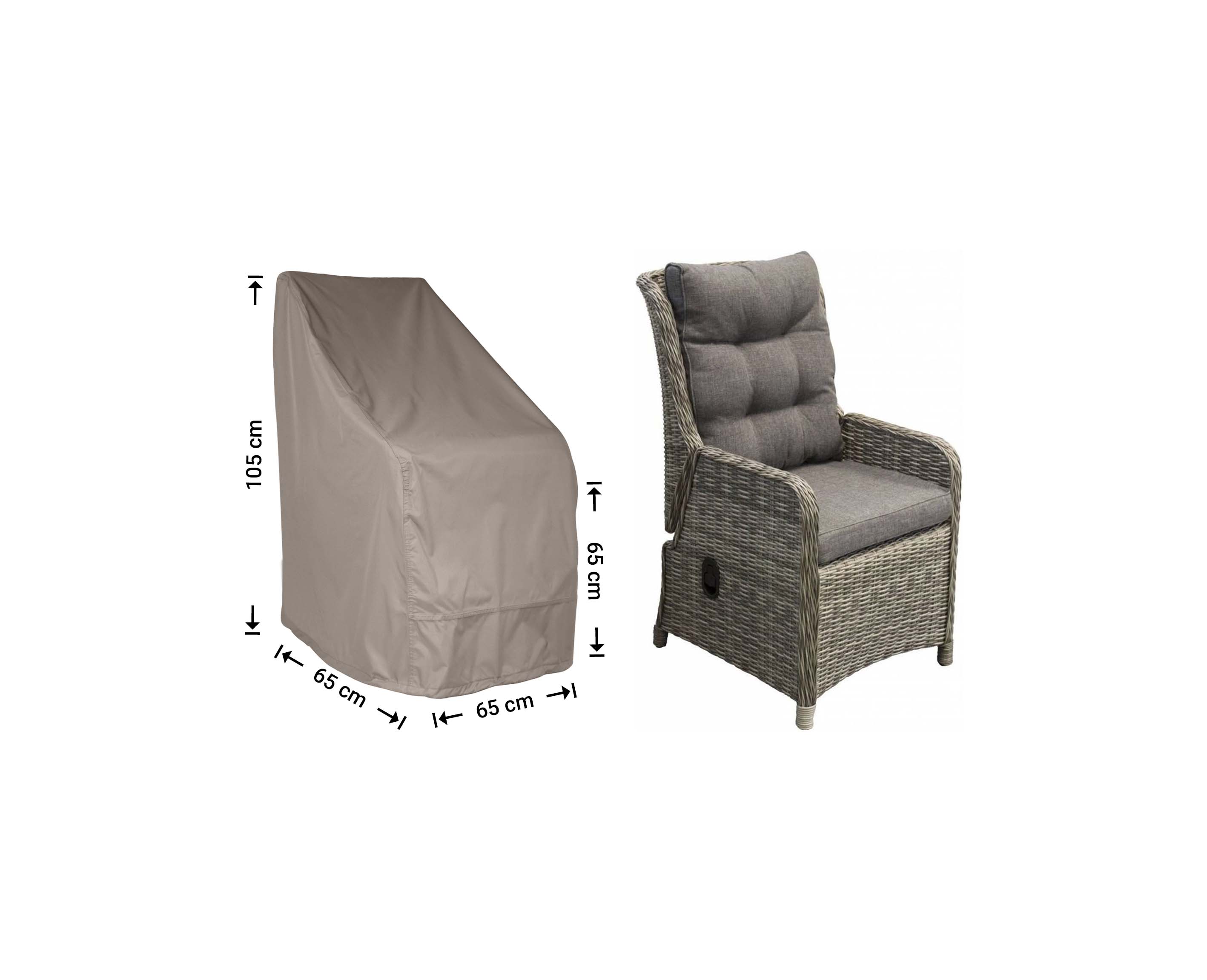 Overtræktil havestol med høj ryg 65 x 65 H: 105/65 cm Overtræktil havestol med høj ryg 65 x 65 H: 105/65 cm