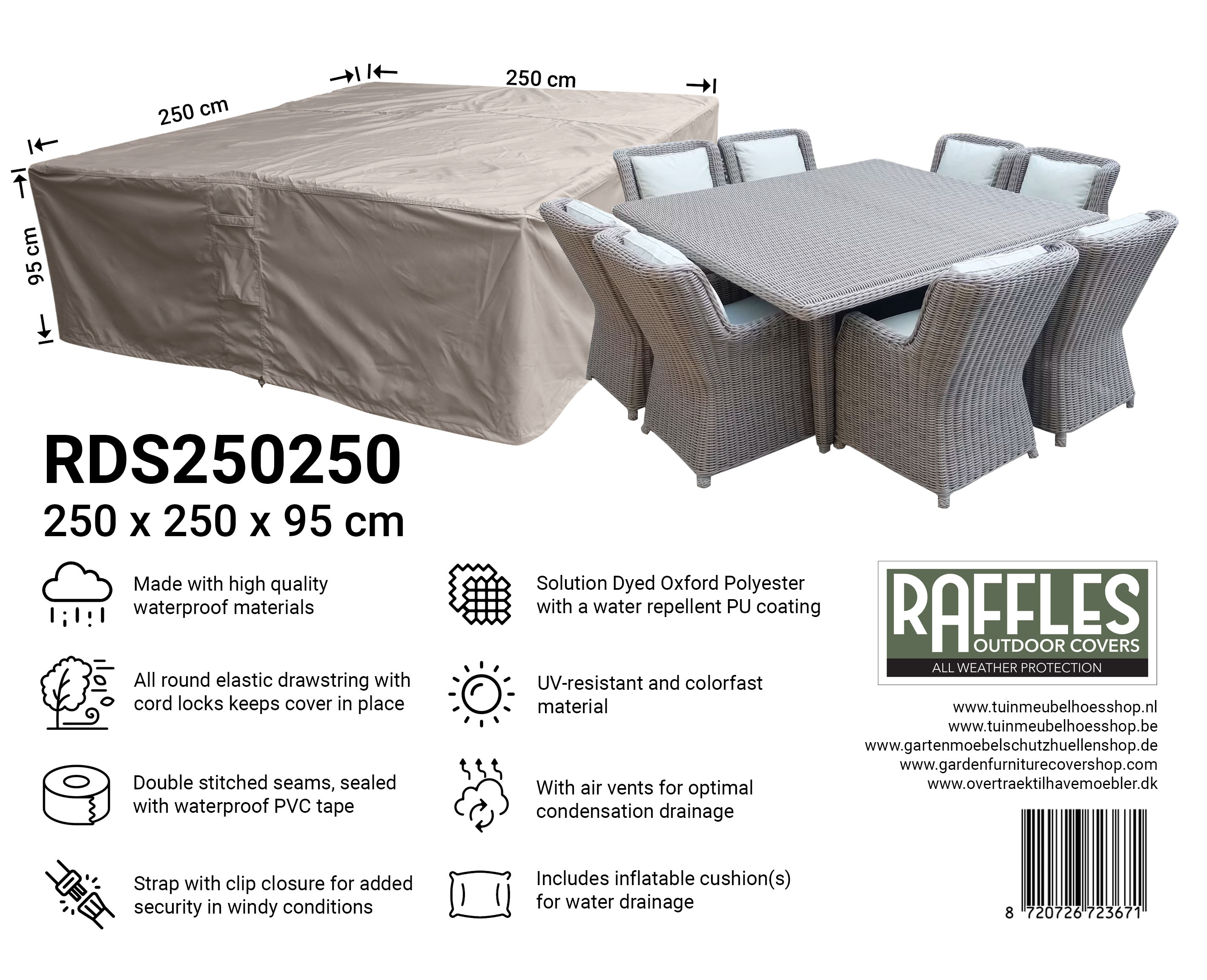 RDS250250_8720726723671 Tuinset hoes 250 x 250 H: 95 cm
