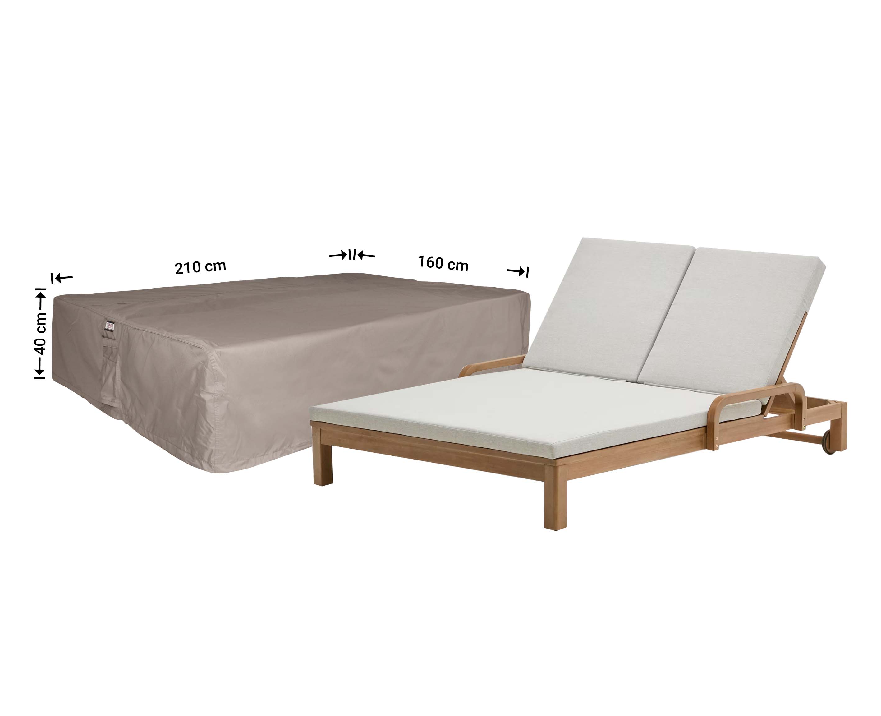 Overtræk til 2-personers solvogn 210 x 160 H: 40 cm  Overtræk til 2-personers solvogn 210 x 160 H: 40 cm